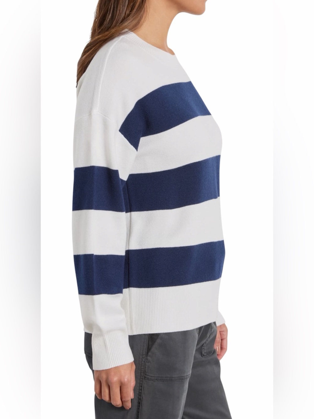 Splendid Livy Stripe Sweater Navy & White Striped Sweater Size XL NWT - Picture 2 of 5